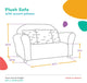 Modern Plush Childrens Sofa with Accent Pillows, Navy