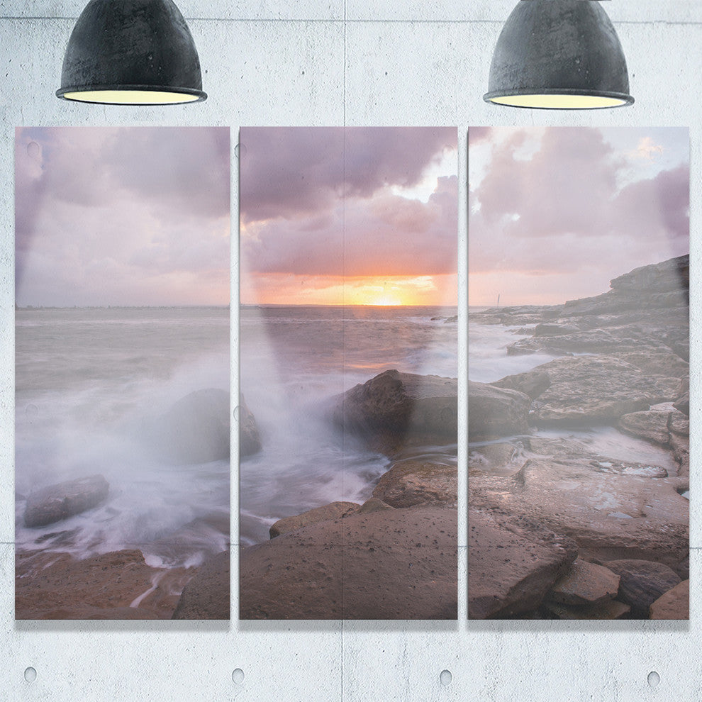 "Stormy Waves in Beautiful Australia Beach" Metal Wall Art, 3 Panels, 36"x28"