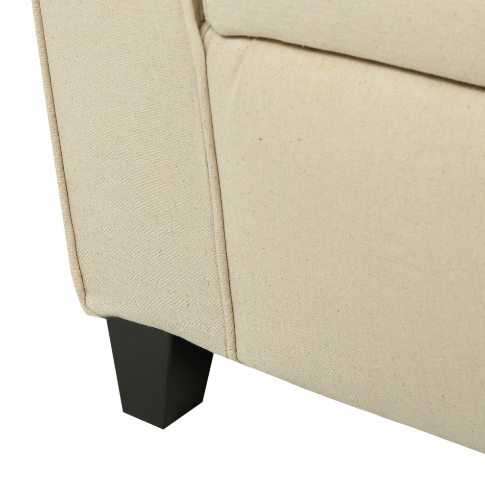 GDF Studio Hayes Contemporary Fabric Storage Ottoman Bench with Rolled Arms, Beige
