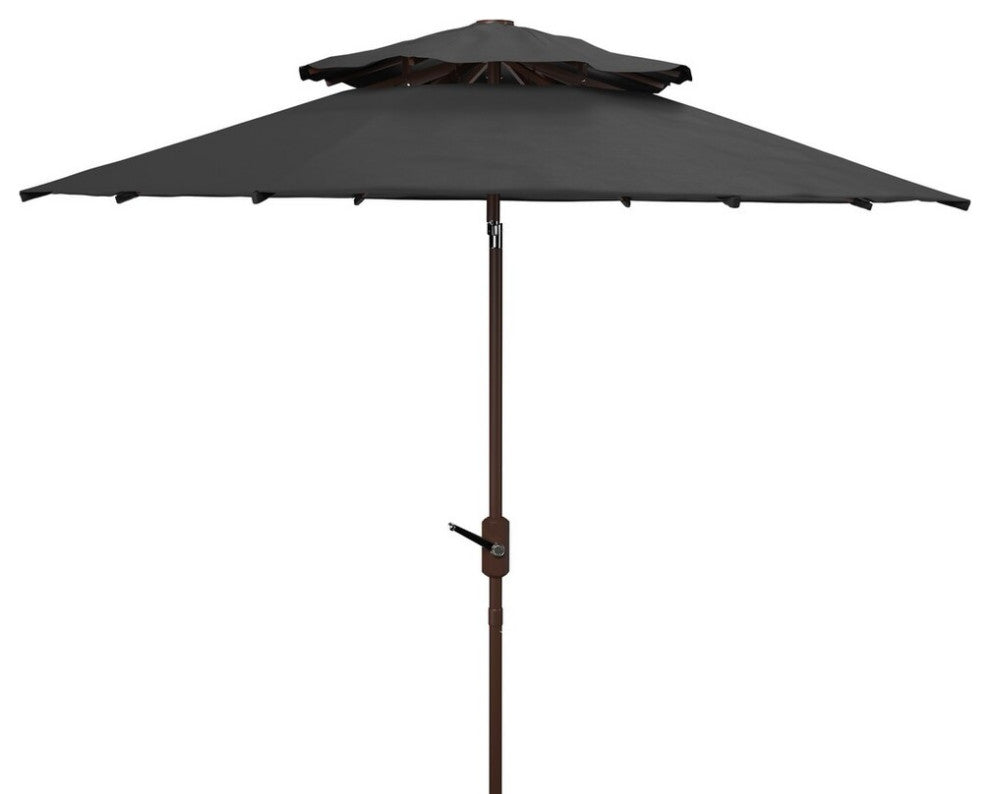 Safavieh Outdoor Lorenia 9ft Double Top Market Umbrella Black