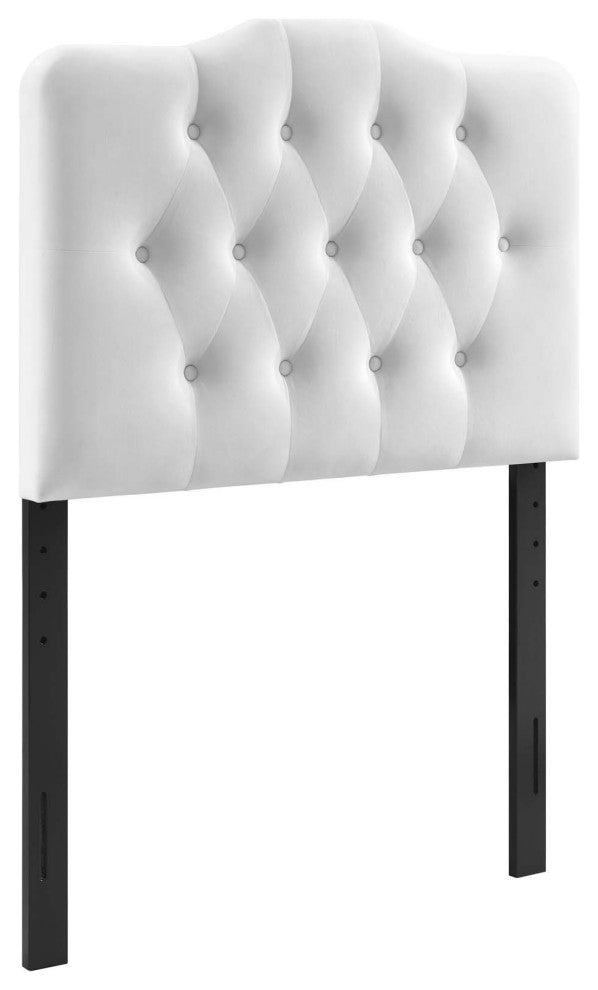 Annabel Twin Diamond Tufted Performance Velvet Headboard White