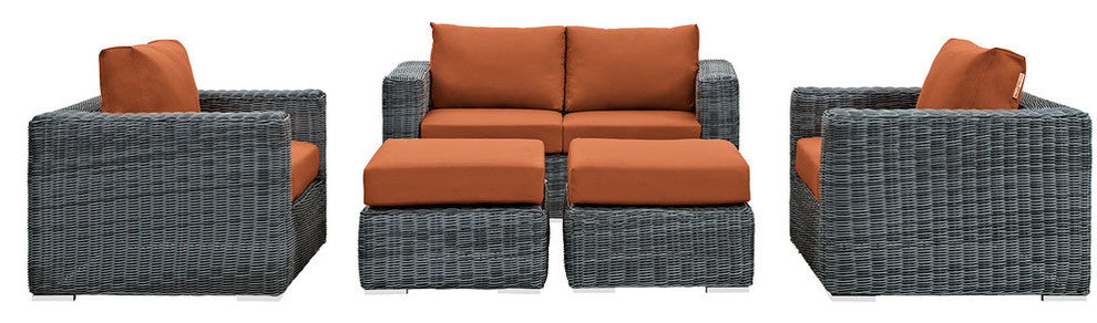 Canvas Tuscan Summon 5-Piece Outdoor Patio Sunbrella Sectional Set