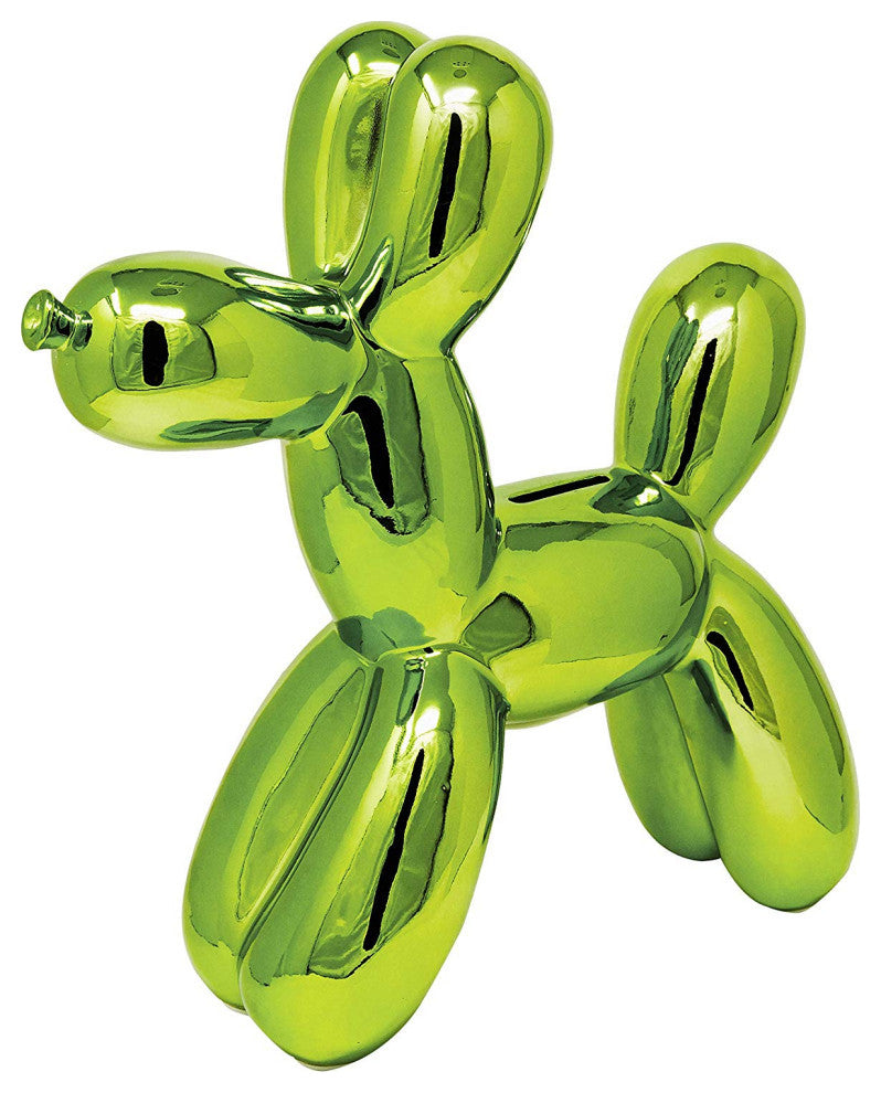 Interior Illusions Plus Ceramic Dog Piggy Bank - 12" tall, Green