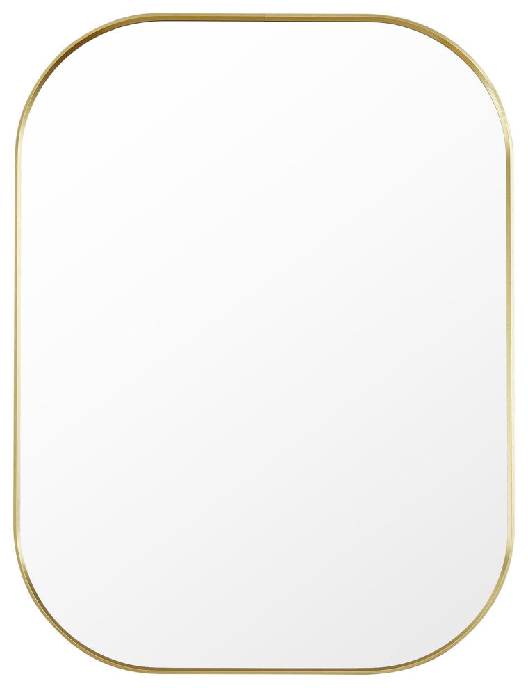 Trielle Rectangular Framed Bathroom Wall Mirror, Brushed Gold, 24"