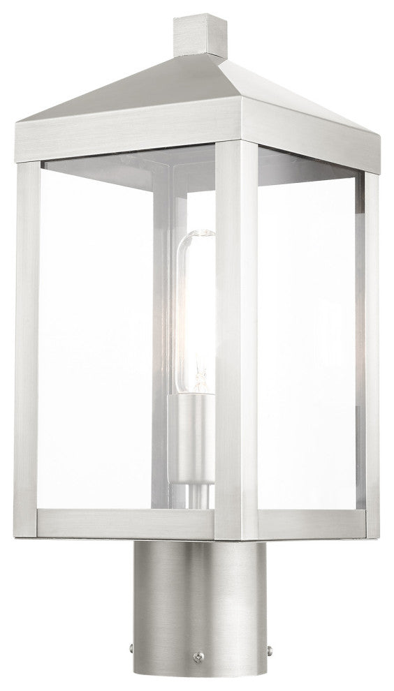 Livex Lighting Nyack 1 Light Brushed Nickel Small Outdoor Post Top Lantern