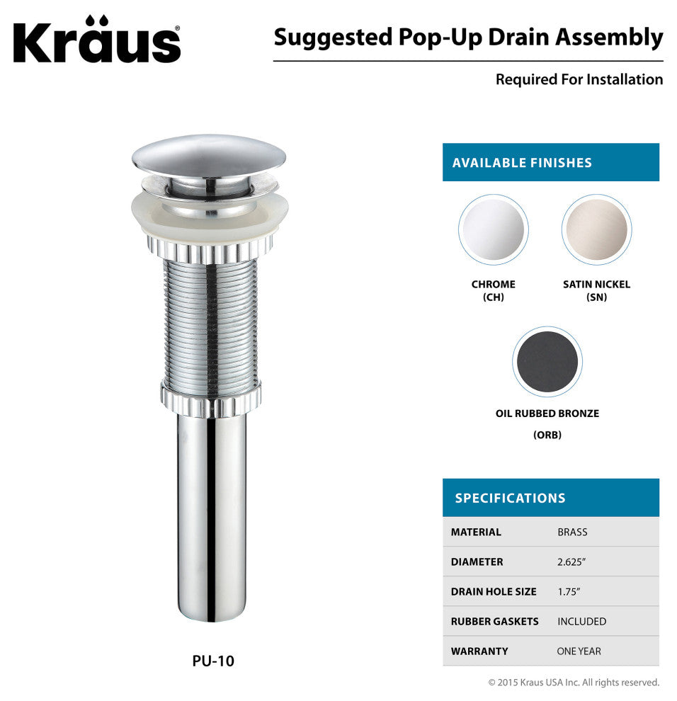 Elavo Ceramic Round Vessel White Sink, PU Drain Chrome