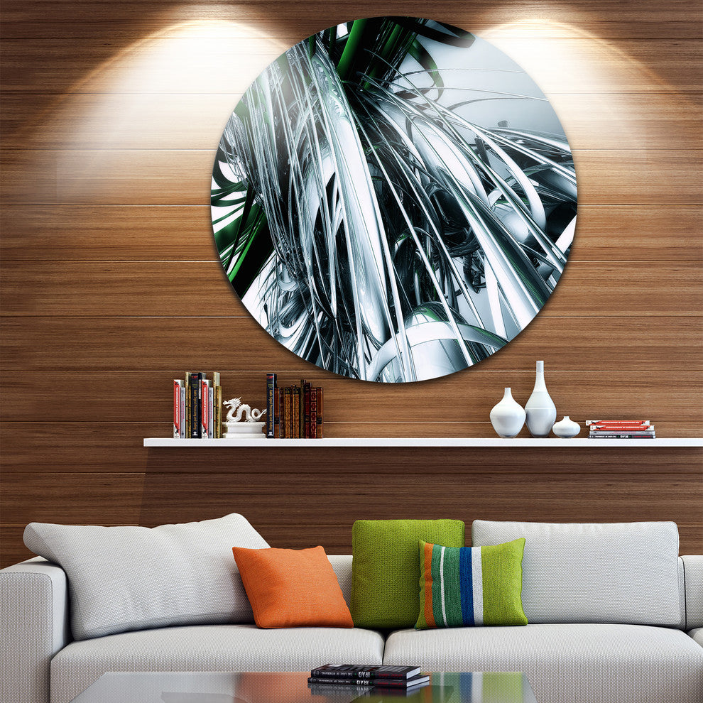 3D Abstract Art Green Black, Abstract Digital Art Round Wall Art, 11"