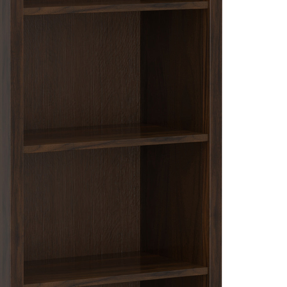 Warm Shaker Solid Wood 5 Shelf Bookcase, Tobacco Brown