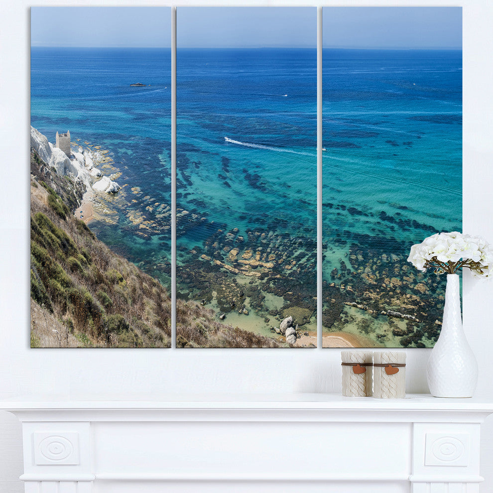 "White Tip Agrigento in Sicily Italy" Metal Wall Art, 3 Panels, 36"x28"