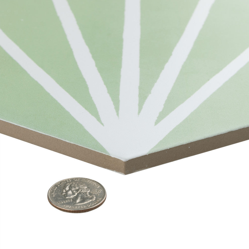 Horizon Dusk Hex Verde Porcelain Floor and Wall Tile