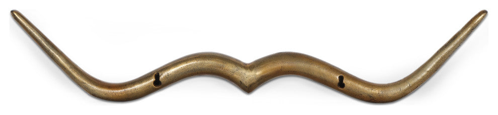 Blackshear Handcrafted Aluminum Mustache Wall Decor, Aged Brass