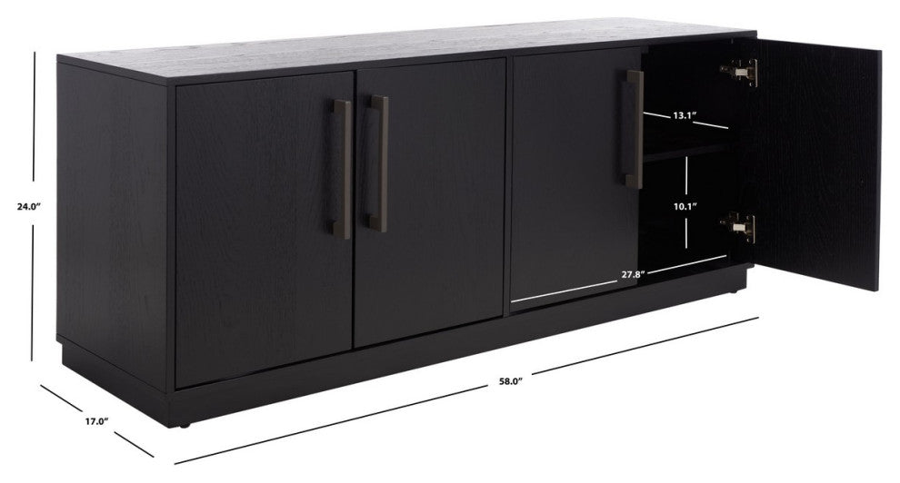 Safavieh Couture Mallory 4 Door Media Stand, Black