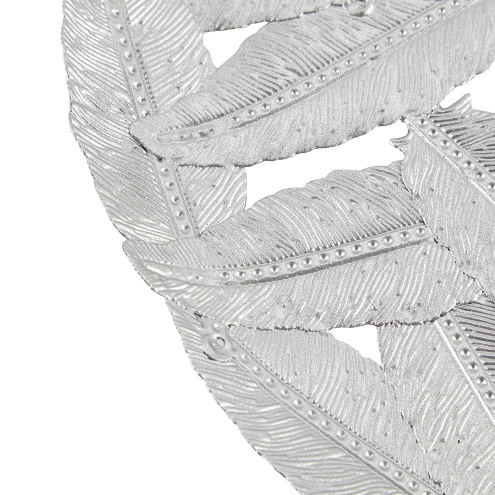 Madison Park Rossi Textured Feather 3-piece Metal Disc Wall Decor Set, Grey