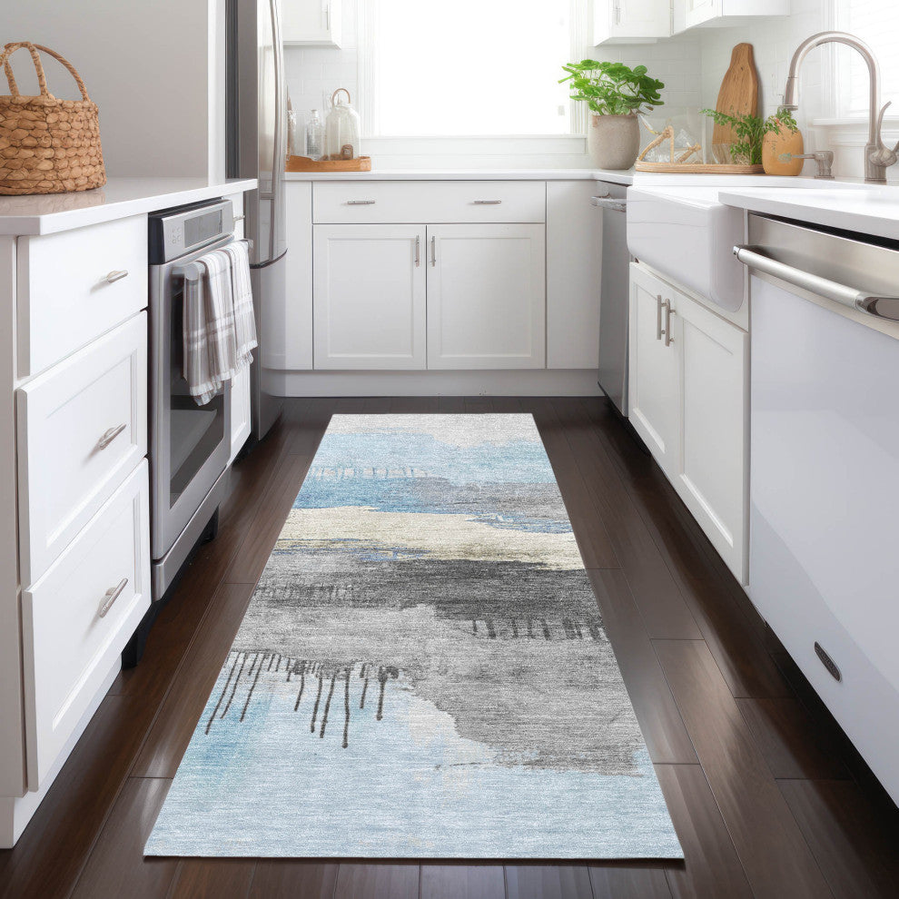 Machine Washable Indoor/Outdoor Chantille ACN1880 Sky 2'3" x 7'6" Runner Rug