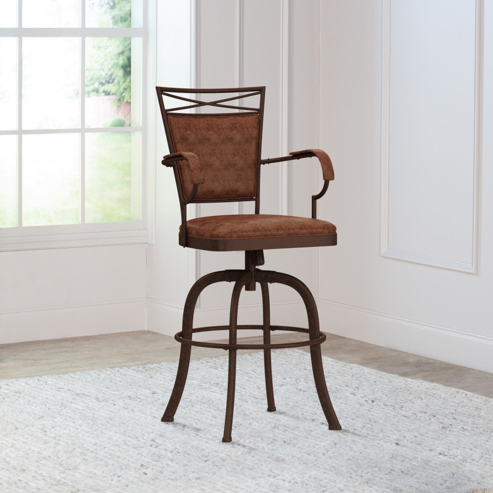 Hillsdale Bridgetown Tilt Base Metal Swivel Stool, Aged Bronze, Bar Height