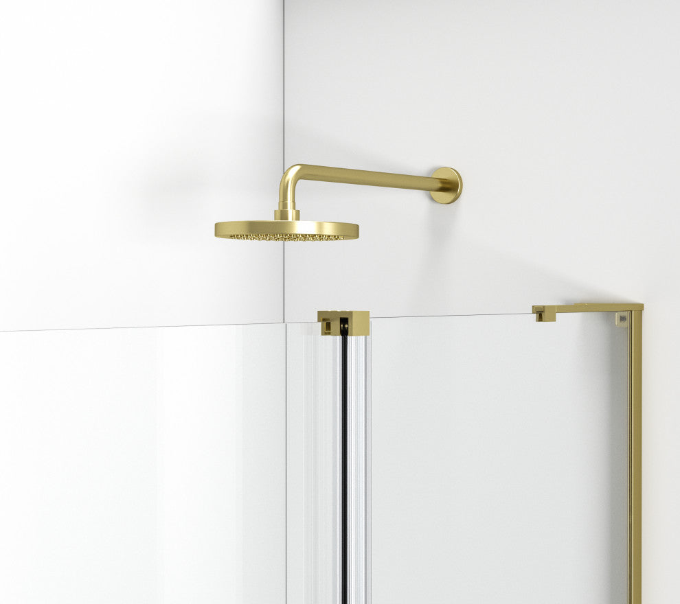 Home Living 60X60 Frameless Sliding Tub Door, Brushed Gold