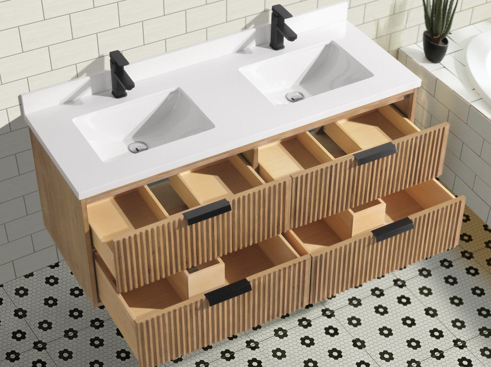 Ari Kitchen and Bath San Diego Bath Vanity, Weathered Fir, 55", Floating