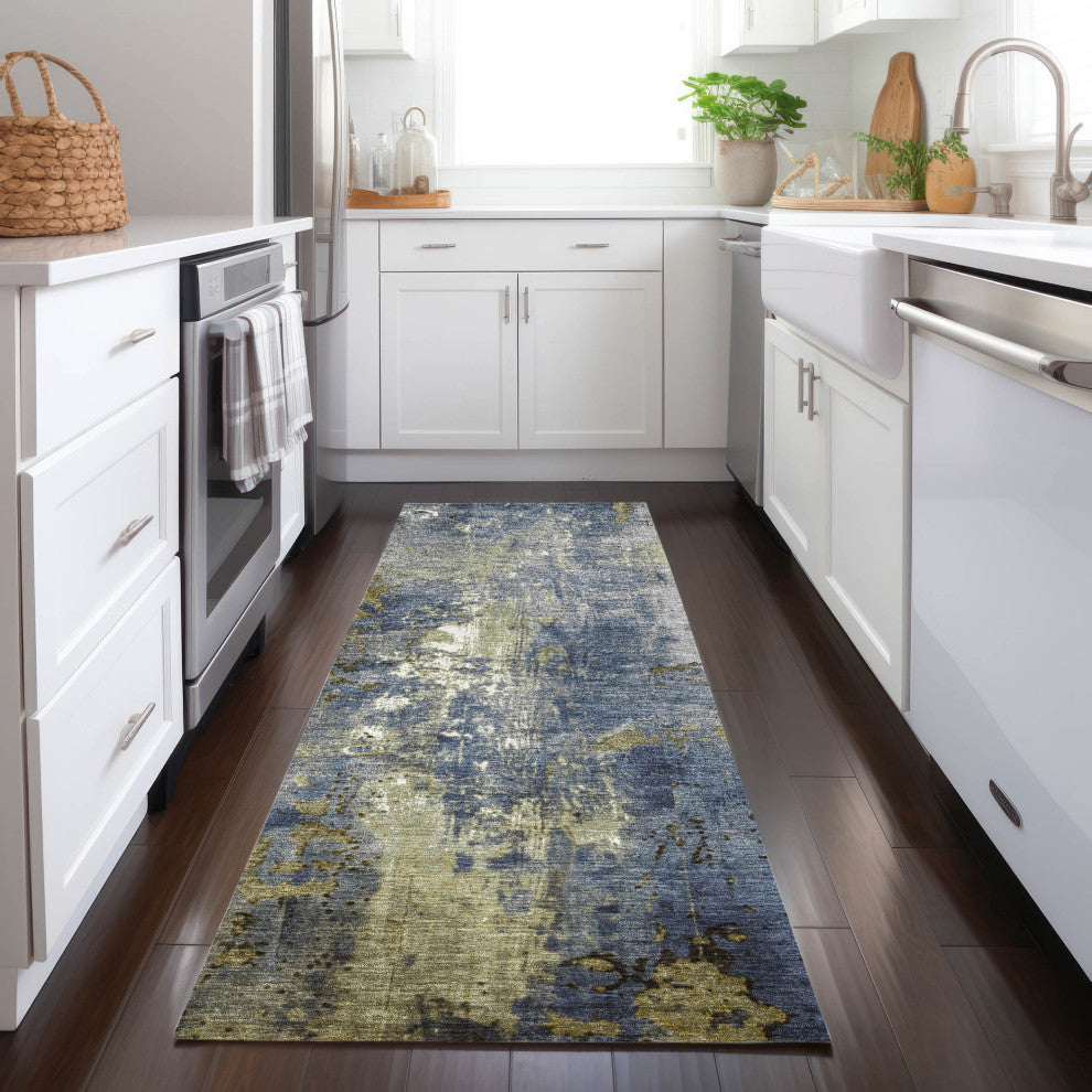 Machine Washable Indoor/Outdoor Chantille ACN1870 Khaki 2'3" x 7'6" Runner Rug