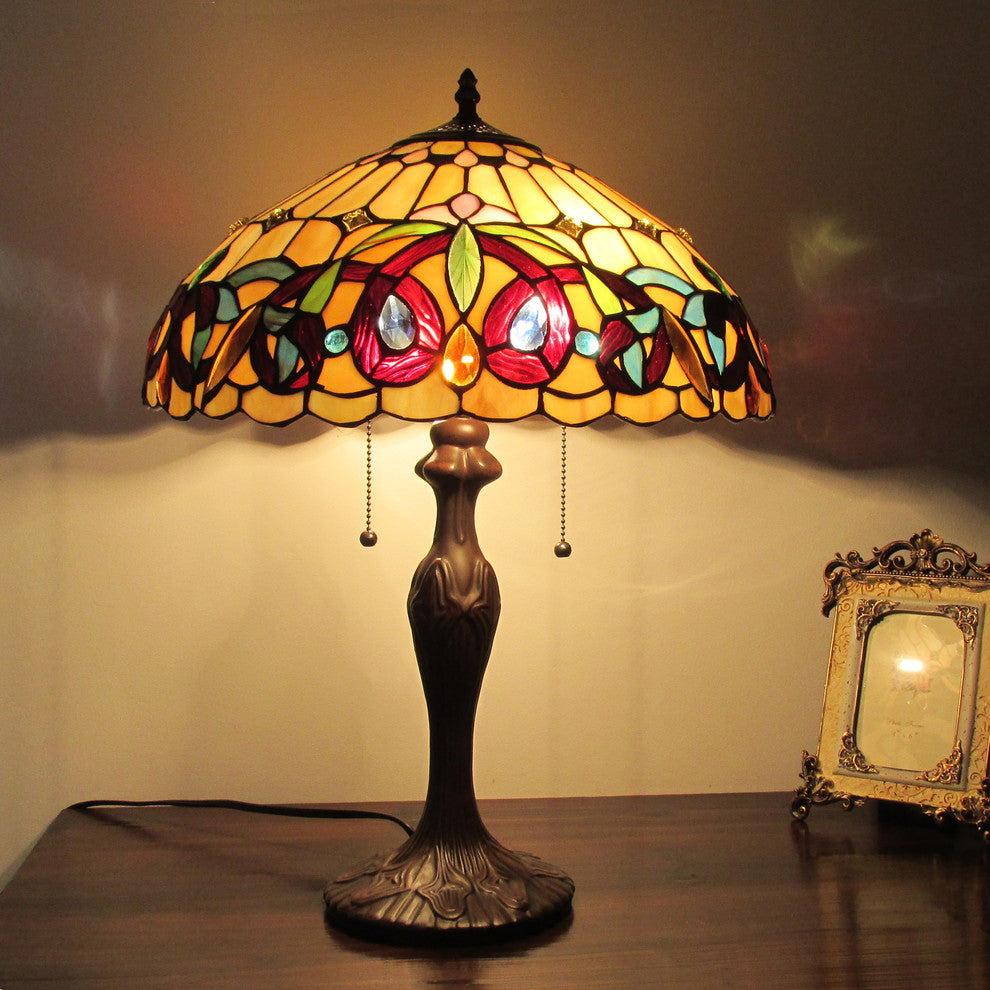 SERENITY Tiffany-style 2 Light Victorian Table Lamp 16inches Shade