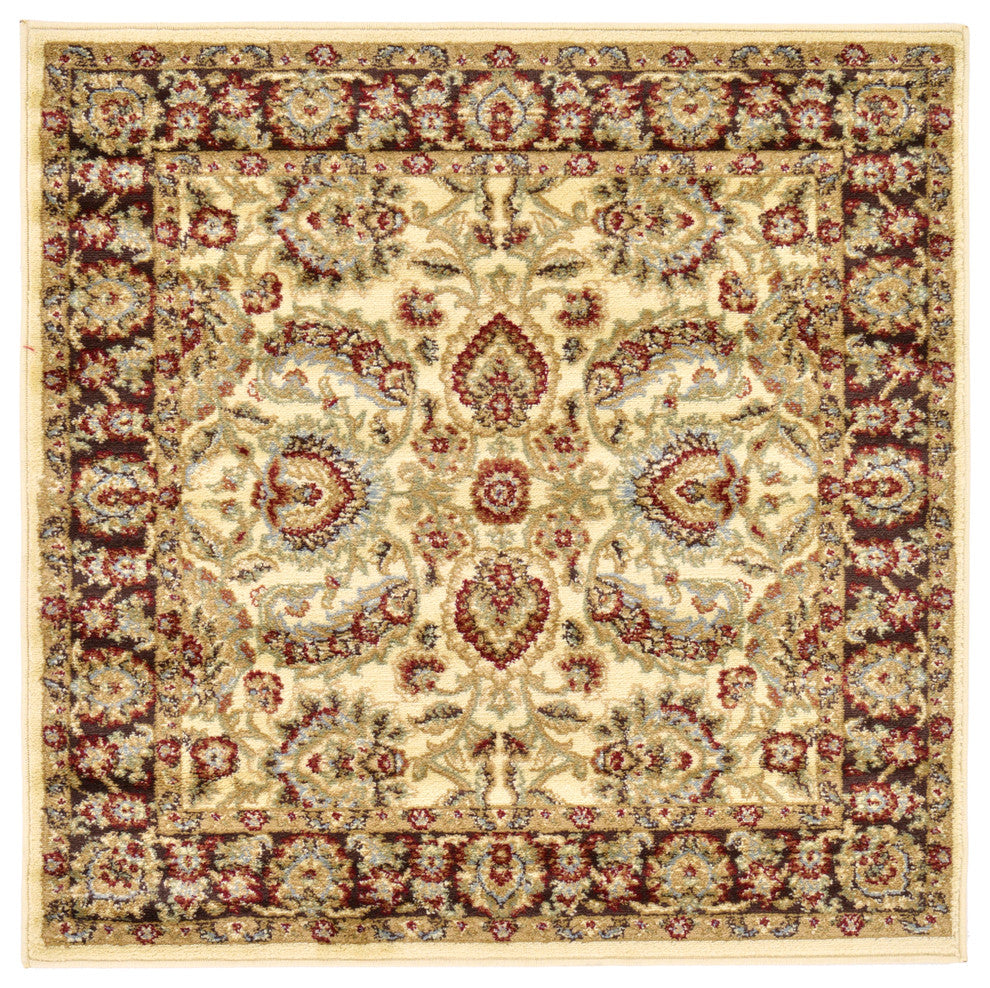 Unique Loom Cream Asheville Voyage 4' 0 x 4' 0 Square Rug
