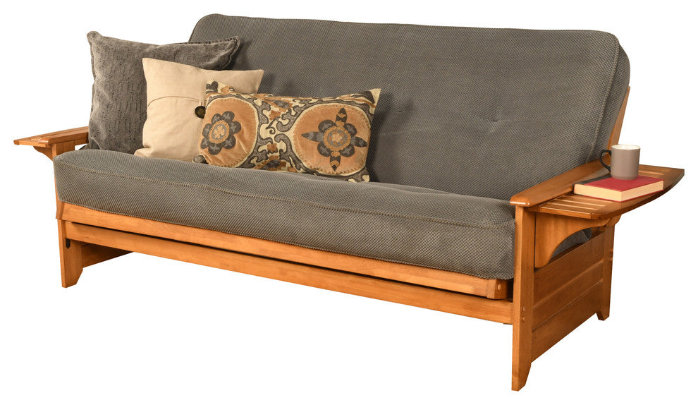 Mesa Frame Futon With Butternut Finish, Butternut, Marmont Thunder
