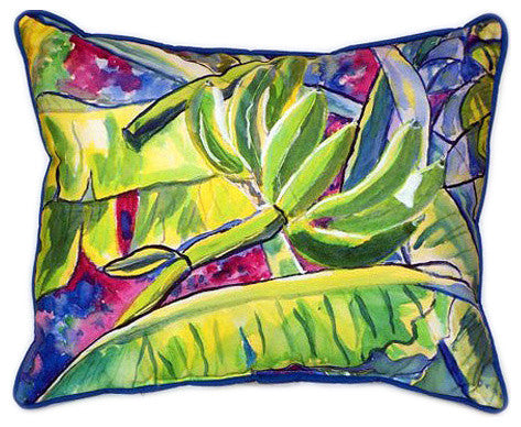 Pair of Betsy Drake Bananas Large Indoor/Outdoor Pillows 16x20