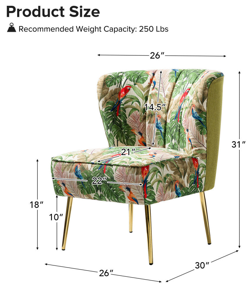 Accent Side Chair With Tufted Back, Green