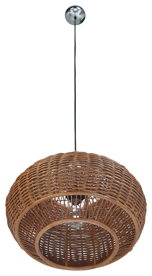 Handoven Wicker Pear Pendant Lamp, Natural, Brown