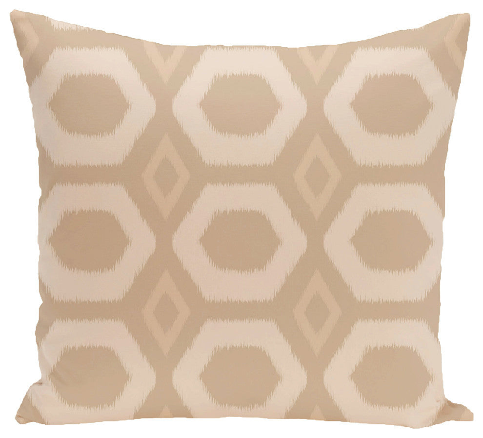 Hugs And Kisses Geometric Print Pillow, Sand, 16"x16"