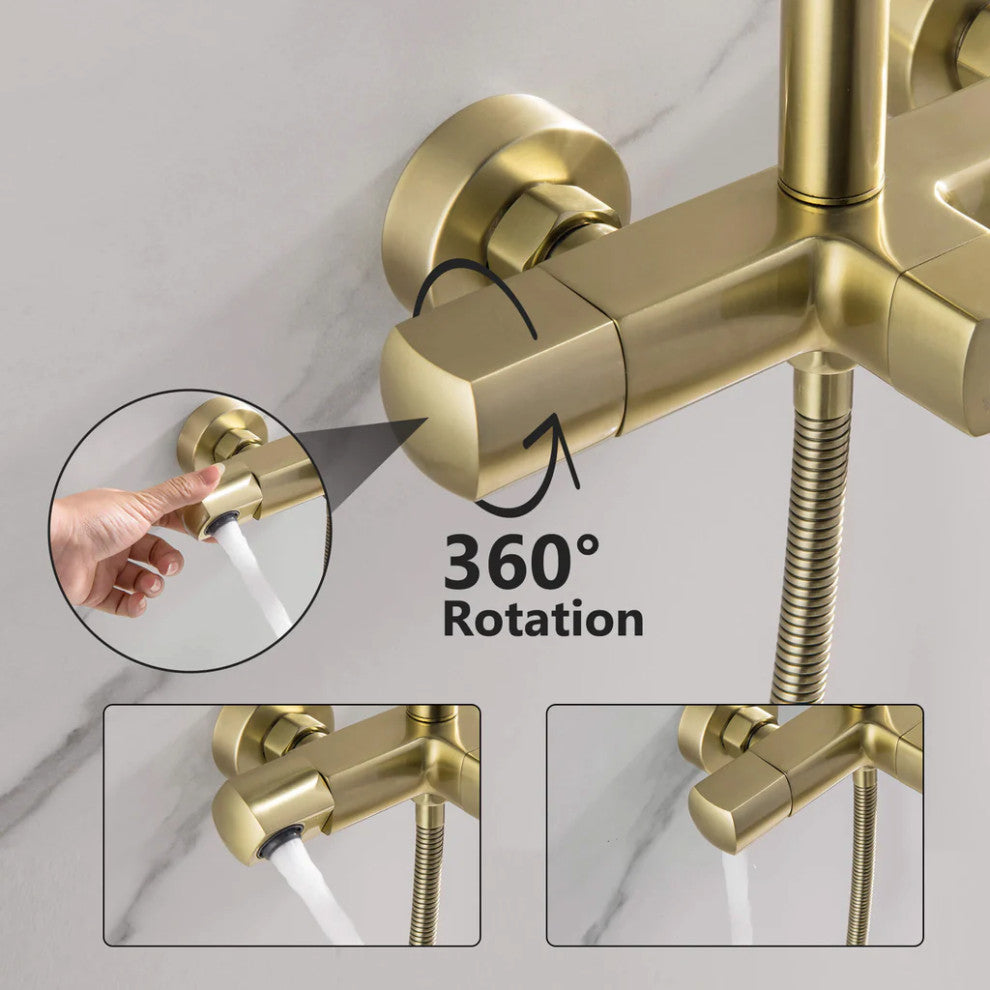 Rain Shower System with Tub Spout and High Pressure 10" Rain Shower Head RB0880