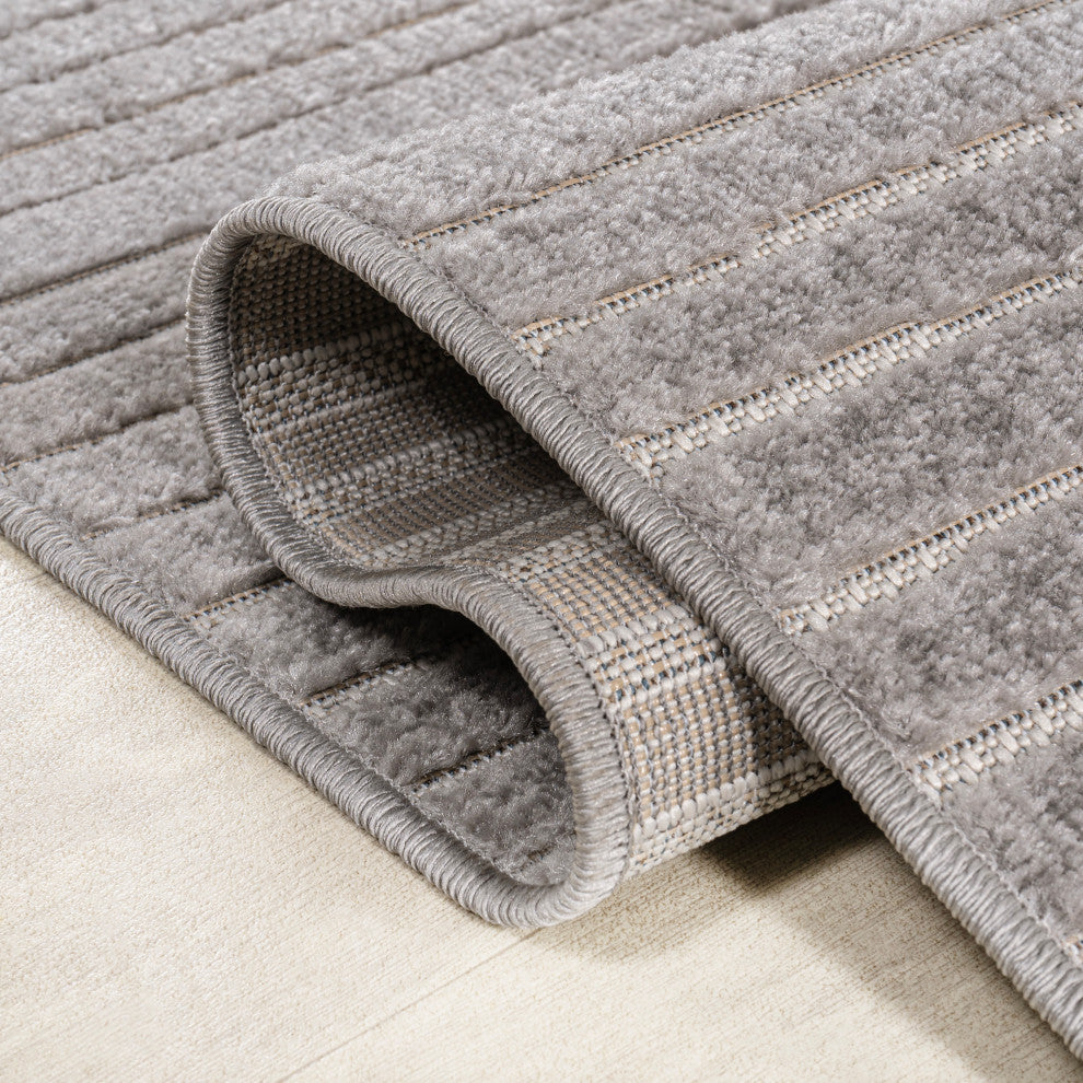 Hallie High-Low Minimalist Curve Geometric Indoor/Outdoor Area Rug