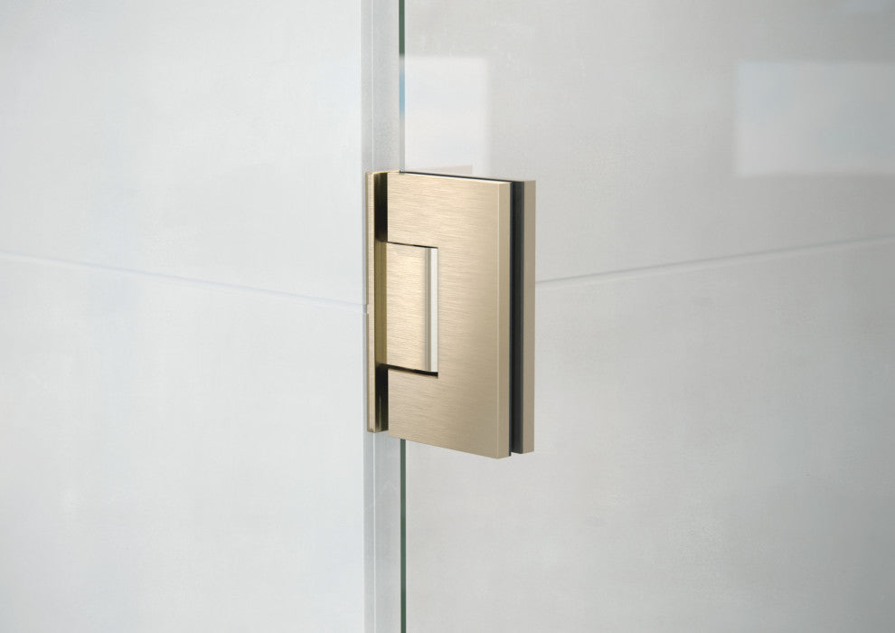 78"x60" Frameless Shower Door, Wall Hinge, Brushed Bronze
