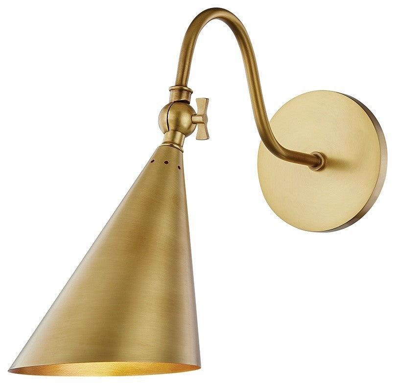 Lupe 1-Light Wall Sconce, Aged Brass