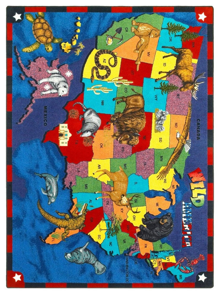 Kid Essentials Rug, Wild America, 5'4"x7'8"