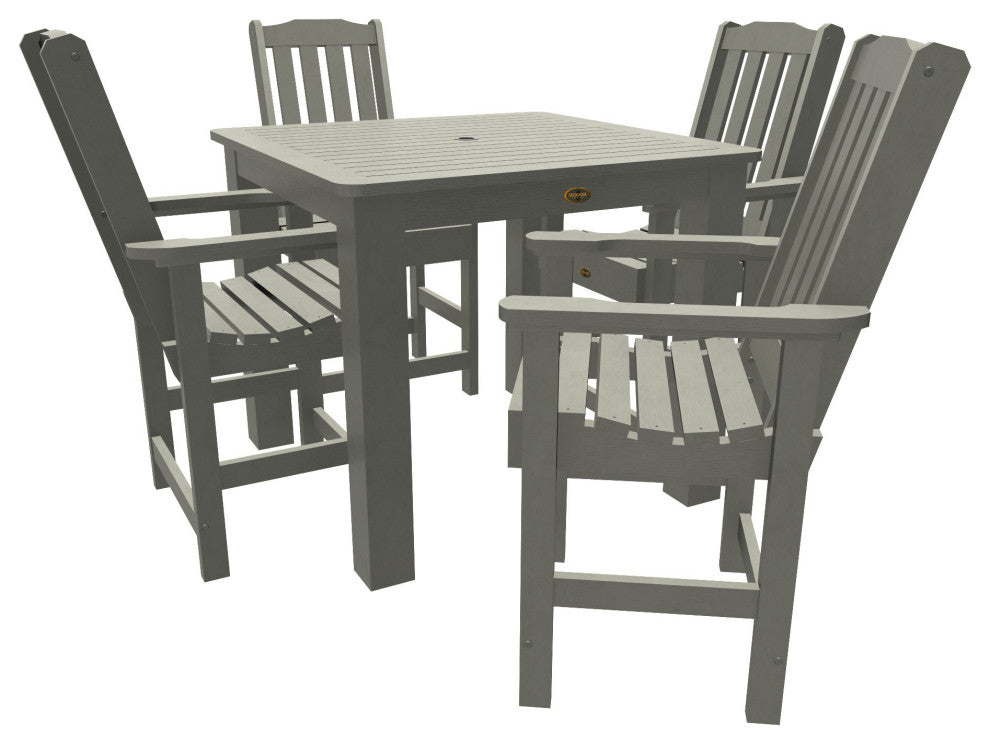 Springville 5-Piece Square Counter Dining Set, Weathered Acorn, Coastal Teak
