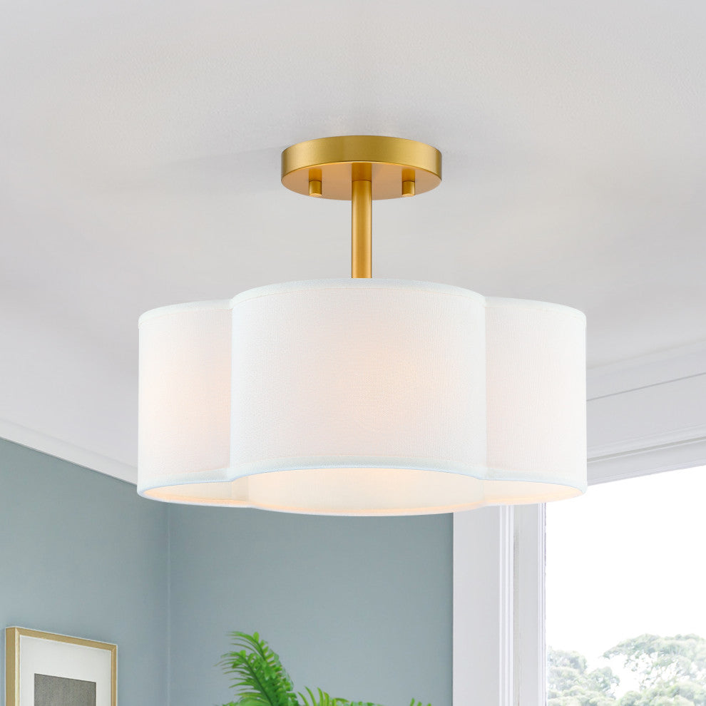 4-Light Scallop Semi Flush Mount Ceiling Light, Gold