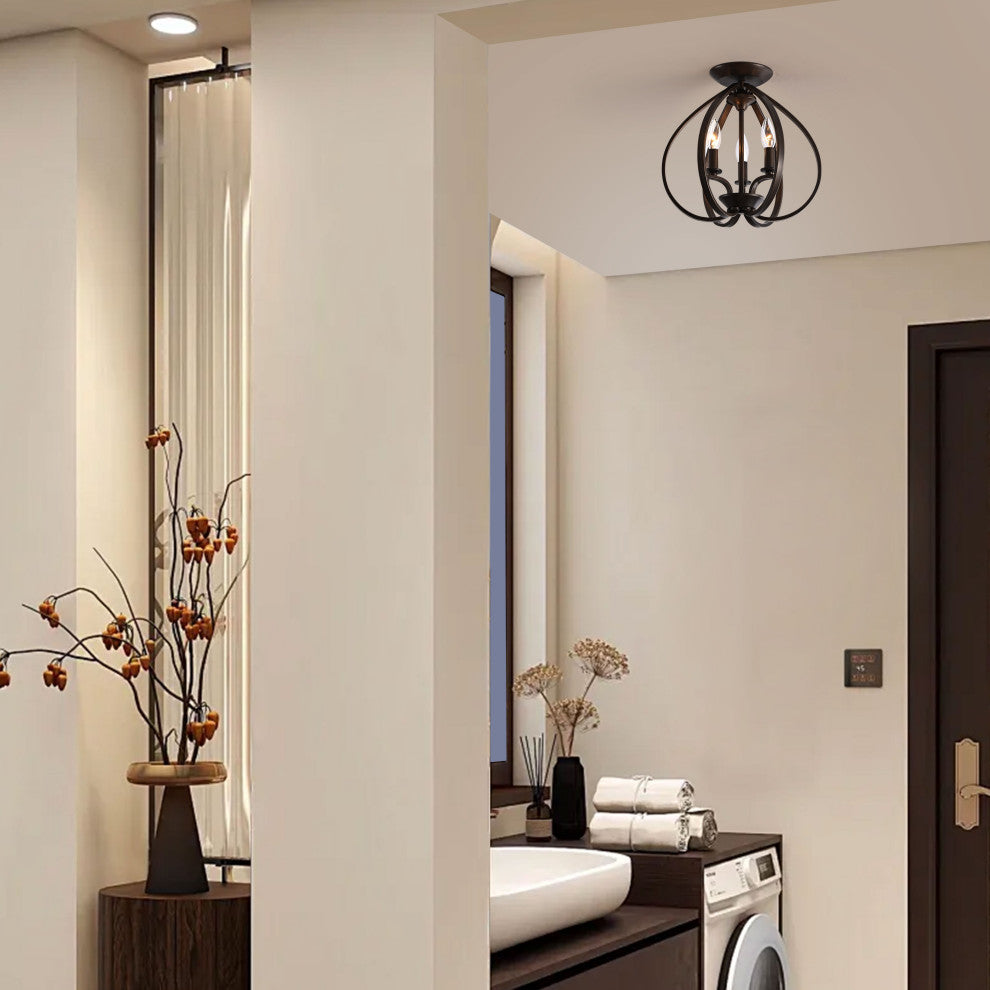 Mabel 3-light Contemporary Flush Mount Chandelier Bronze
