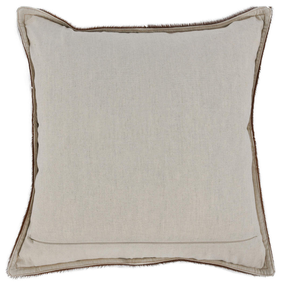 Canada 20" Natural Hide Throw Pillow, Chestnut