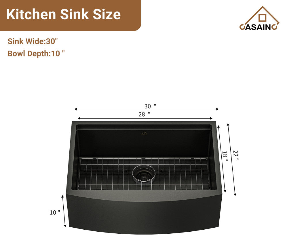 30in Farmhouse Stainless Steel Sink Single Bowl Apron Workstation Kitchen Sink