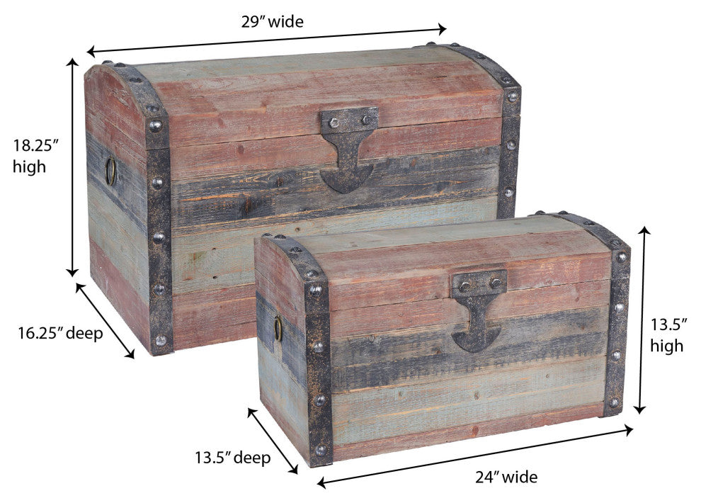Wooden Storage Trunk Set