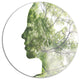 Lady Combined With Green Tree, Portrait Round Wall Art, 11"