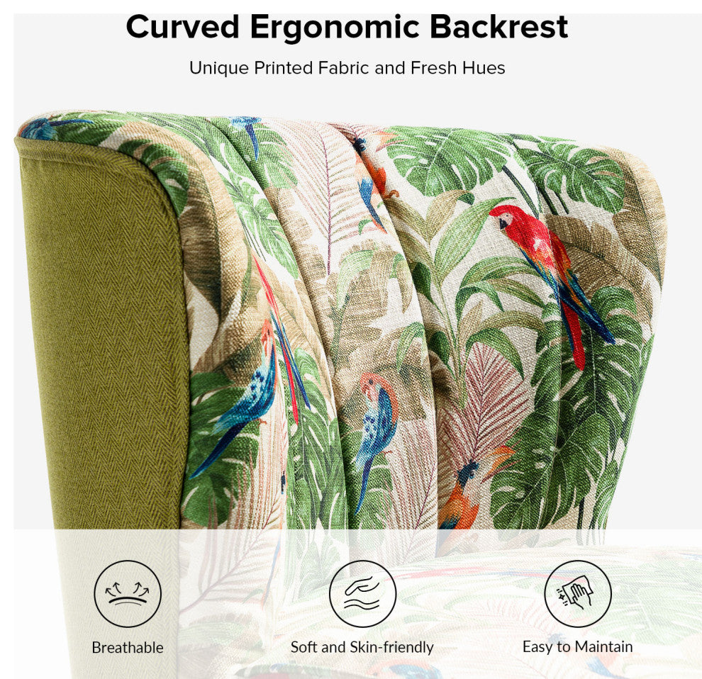 Accent Side Chair With Tufted Back, Green