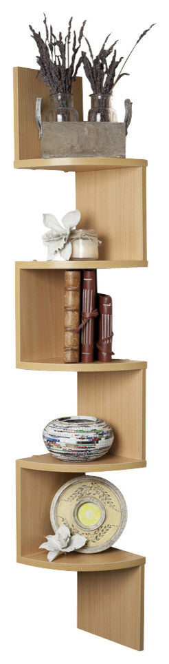 Booker Wall Mount Corner Shelf, Beech