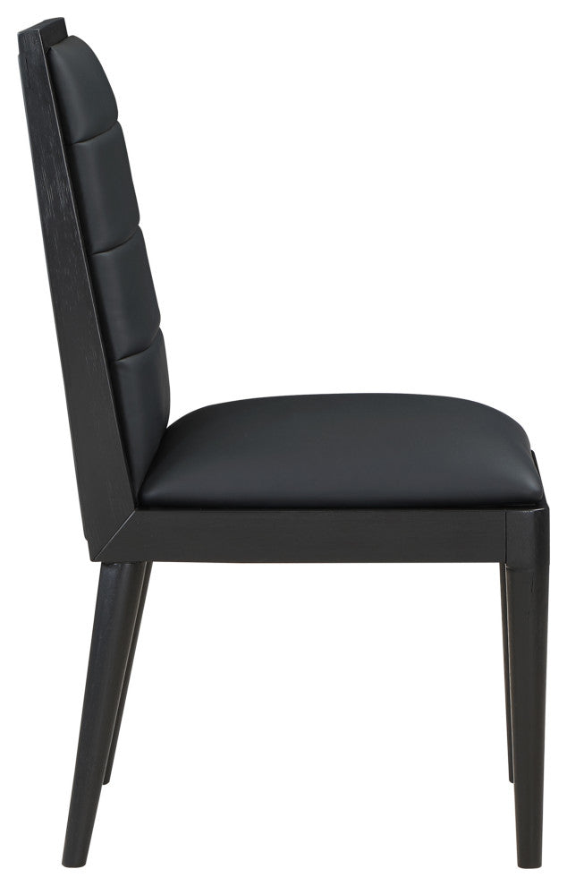 Bristol UpholsteredDining Chair, Set of 2, Black, Vegan Leather, Black Finish