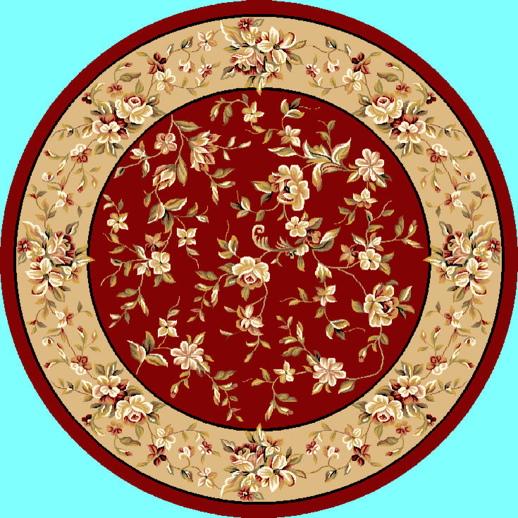 Cambridge 7337 Red, Beige Floral Delight, 7'7" Round