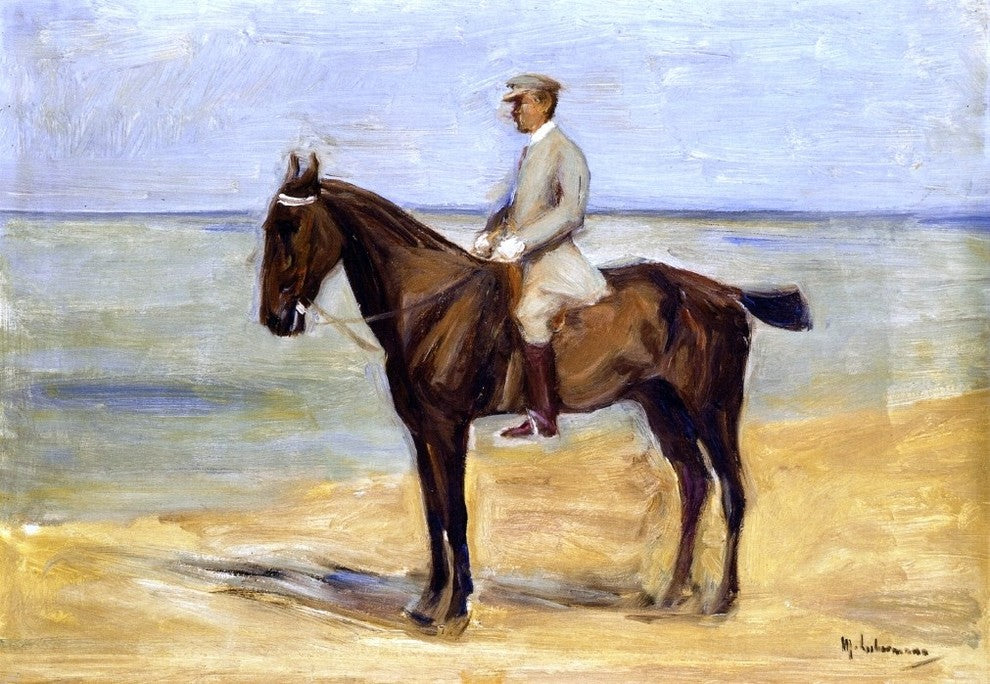 Max Liebermann Rider on the Beach Facing Left - 18" x 27" Premium Canvas Print
