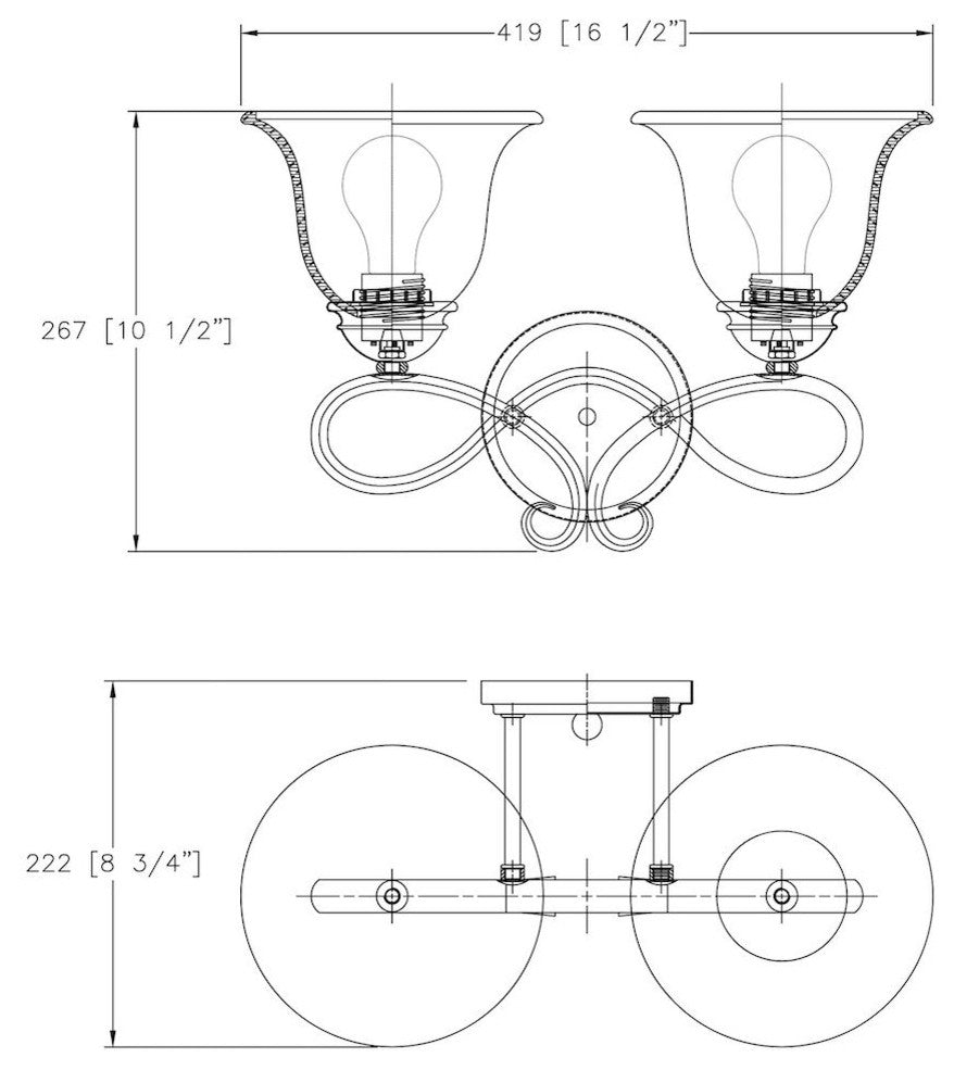 Bennington Antique Bronze 2 Light Bath/Wall Light Fixture