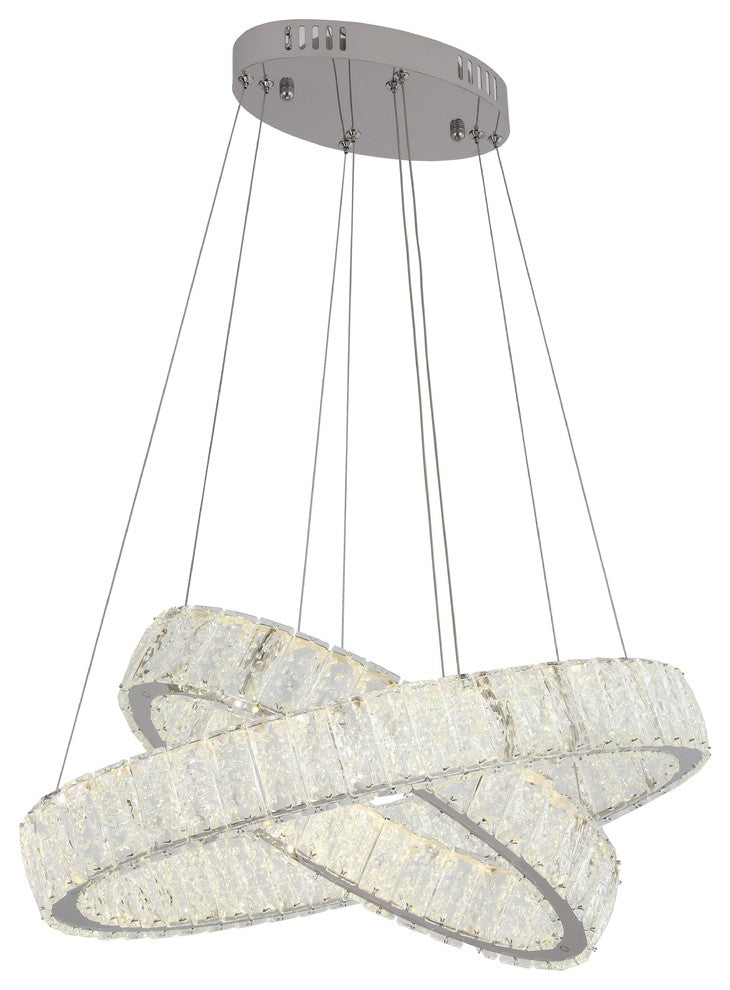 Chrome Dimmable LED Chandelier With Clear Crystal Accents
