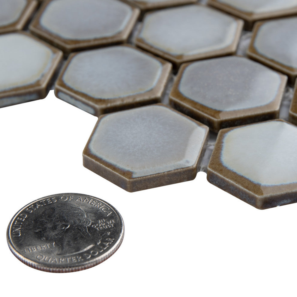 Hudson 1" Hex Grey Eye Porcelain Floor and Wall Tile