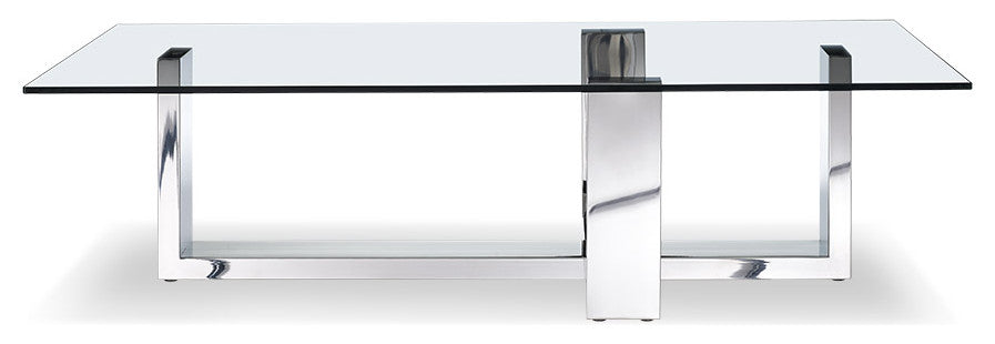 HomeRoots 59" X 28" X 16" Clear Glass Coffee Table